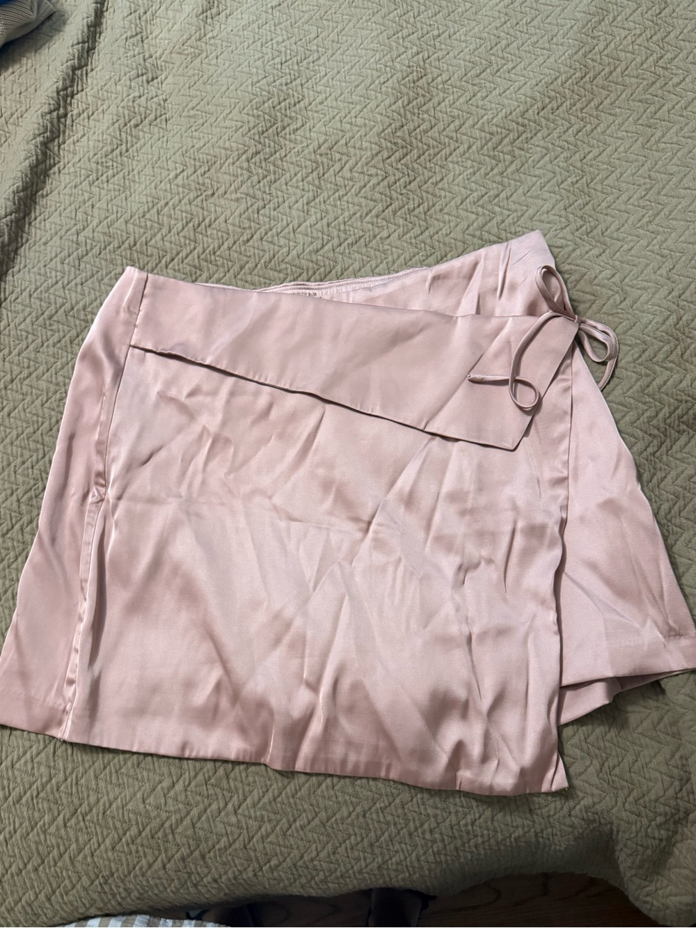 Abercrombie & Fitch Light Pink Satin Wrap Mini Skirt